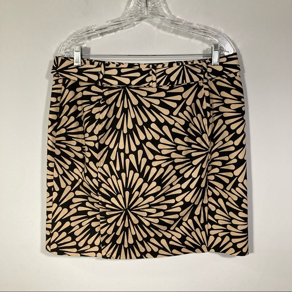 Talbots Petites Tan Black Print Cotton Blend Belted Zipper Pencil Skirt Sz 14 - Picture 3 of 3